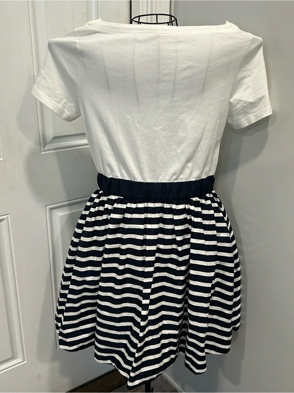 Kate Spade NY Short Sleeve Sailing Stripe Mixed Media Dress Navy Nautical Size S